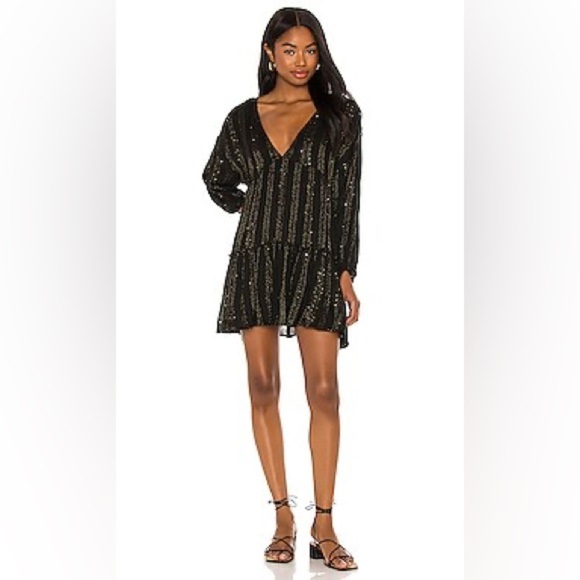 NWT L*Space Byron Metallic Thread Gold Shimer Tunic Dress in Size Small - Picture 1 of 13